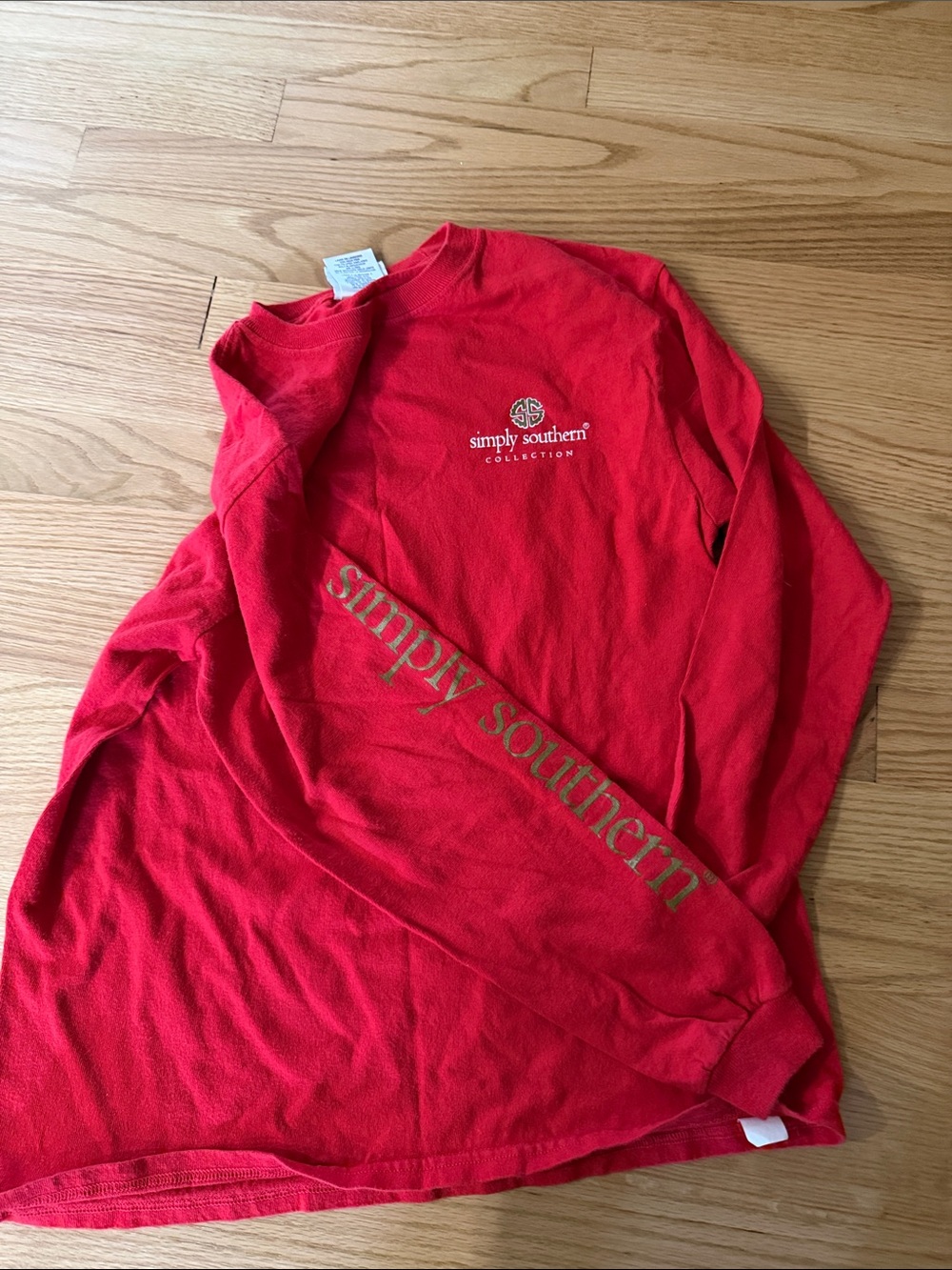 Simply Southern Red Crewneck Long-Sleeve Shirt with Script Sleeve